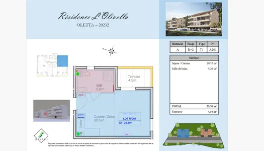 OLETTA - T1 de 25.30m2 avec terrasse 