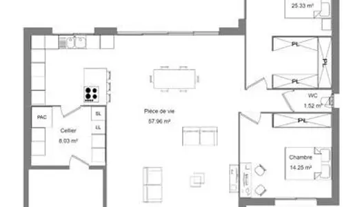 Maison 3 pièces 100 m²