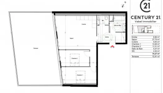 Appartement 3 pièces 74 m² 