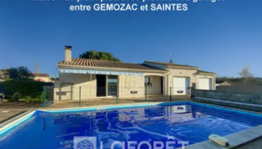 A vendre, maison de plain-pied de 2007 avec piscine et 2 garages entre GEMOZAC (17260) et SAINTES (1