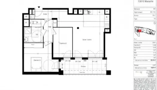 Appartement 3 pièces 69 m² 