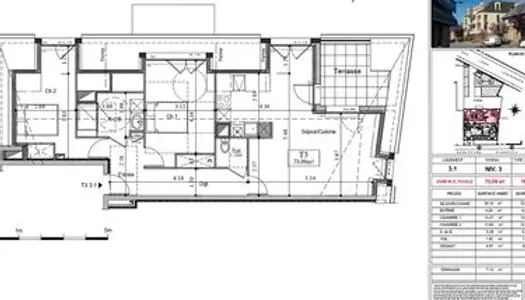 Immeuble 3 pièces 73 m²