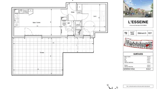 A105 - F2 neuf et terrasse de 40 m² 