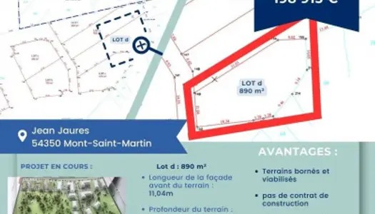 Terrain Vente Mont-Saint-Martin  890m² 198915€