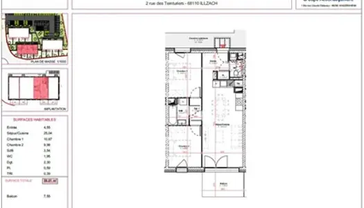 Appartement 3 pièces 59 m² 