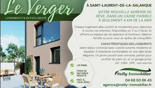 ! NOUVEAU ! Programme immobilier à Saint-Laurent-de-la-Salanque : Le Verger