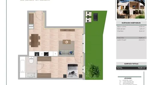 Appartement De Type 2 En Rdc + Jardin + 2 Places De Parking 