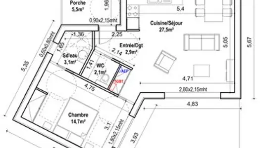 Maison Neuf Marzens 2p 50m² 750€