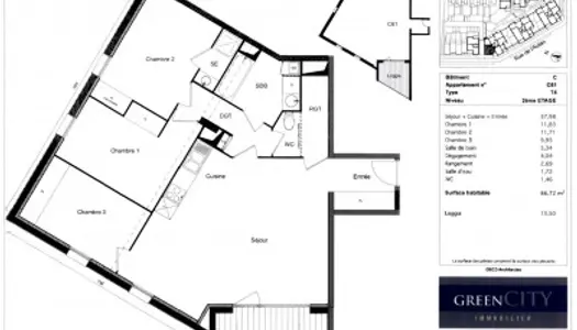 Appartement 4 pièces 86 m² 