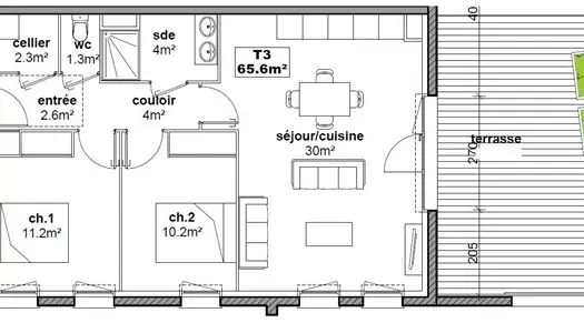 Appartement Neuf Villenave-d'Ornon 3p 66m² 310000€