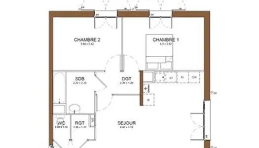 F3 de 60m2 jamais habité + place de parking