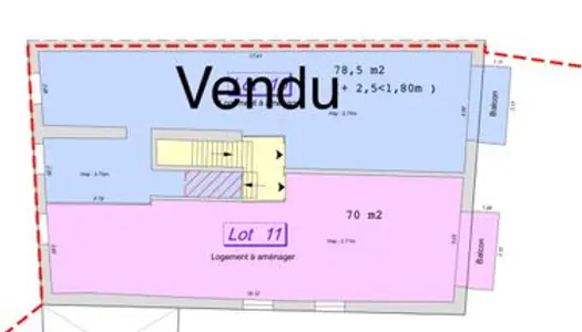 Plateau 3 pièces à aménager 1er étage