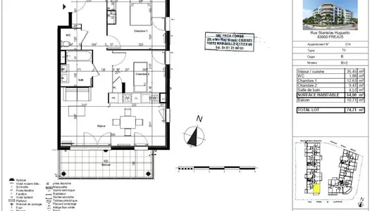 Appartement 3 pièces 64 m² 