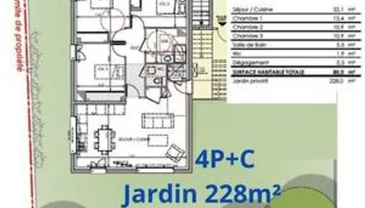 4P+C en rez-de-jardin de 228m²