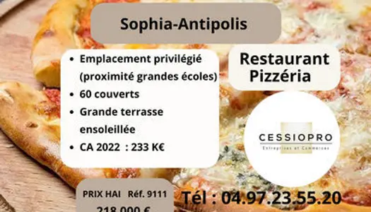 Restaurant - Pizzéria, Sophia Antipolis, emplacement idéal, grande terrasse ensoleillée