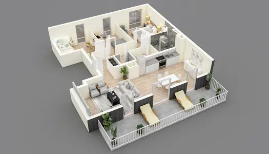 Appartement en frais réduits 2 pièces 77 m²