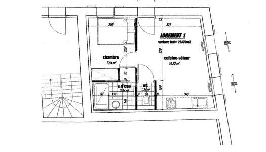 Appartement neuf en rez de Chaussée 28.65 m² . Quartier Saint Palais.