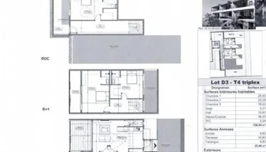 Triplex 4 pièces 128 m² 