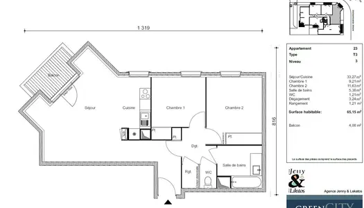 Appartement Le Blanc Mesnil 3 pièces 65,15 m2 