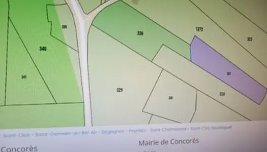 Vente terrain à bâtir à Goulème commune de Concorès 46310 