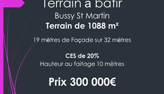 Terrain Bussy Saint Martin 1088 m2