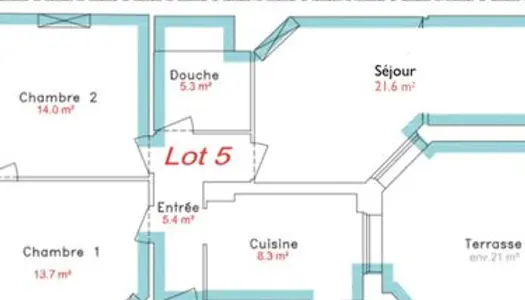 À louer appartement T3, 72m2 rue Lesage Reims 