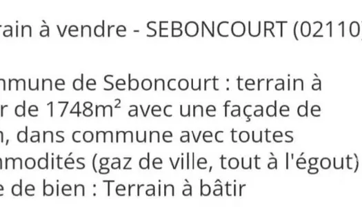 Terrain Vente Seboncourt   30000€