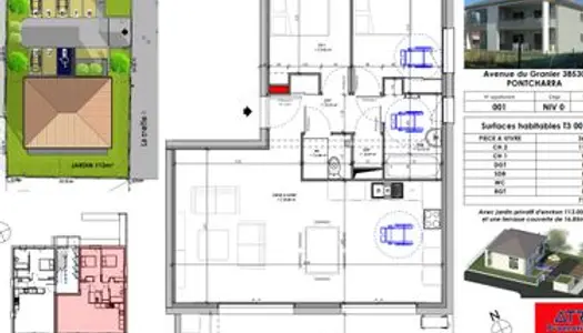 Appartement - 3 pièces - 72 m² en rez de jardin « LE CLOS DES ARTS » 