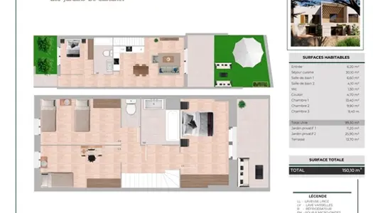 Duplex De Type 5 Avec 2 Jardins + Terrasse + 2 Places De Parking 