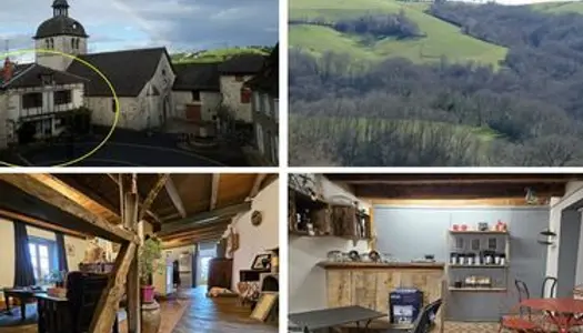 Maison de bourg de caractère avec local commercial, terrasse panoramique et jardin