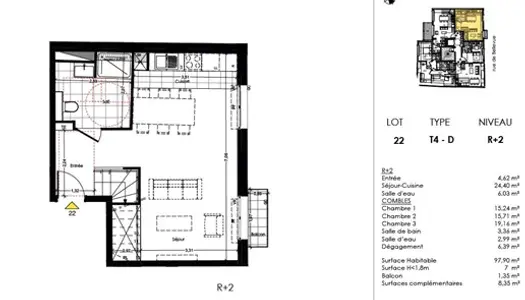 Appartement 4 pièces 97 m² 
