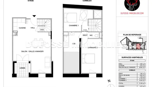 Vente Duplex 73 m² à La Tour-de-Salvagny 341 500 €