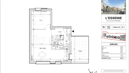 B103 ESSEINE : F2 avec terrasse et box 