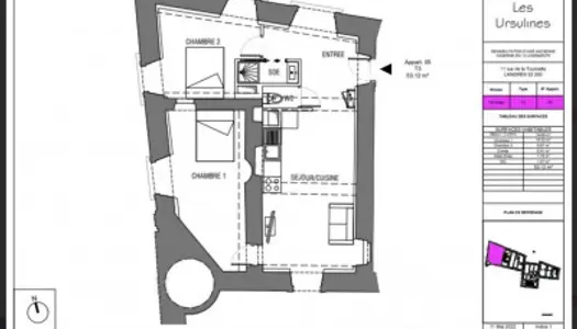 Appartement 3 pièces 53 m² 