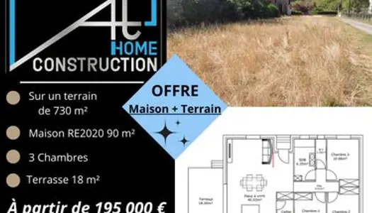 Terrain 750 m² + Maison 90m²