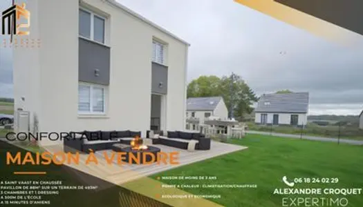 Vends pavillon - 87.1m² - 4 pièces, 3 chambres - Saint-Vaast-en-Chaussée 80310 