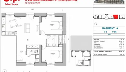 Appartement 2 pièces 68 m²