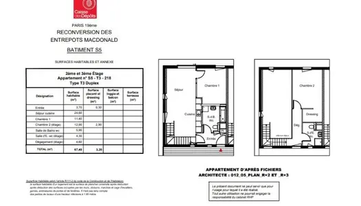 Appartement 3 pièces 71 m² 