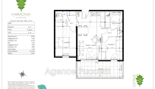 Vente Appartement 57 m² à Gilette 312 000 €