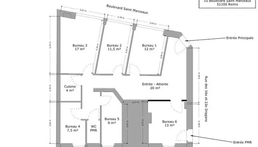 Immobilier professionnel Location Reims  17m² 620€