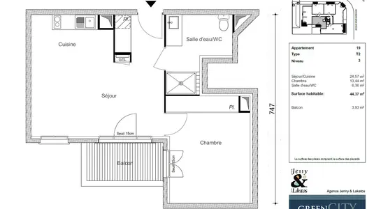Appartement Le Blanc Mesnil 2 pièces 44.37 m2 