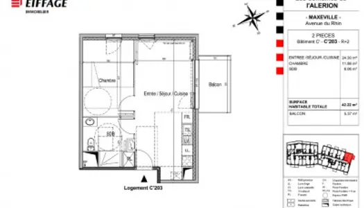 Appartement 2 pièces 42 m² 