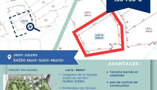 Terrain Vente Mont-Saint-Martin  550m² 156750€