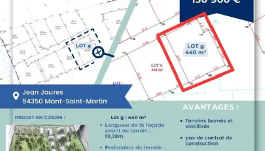 Terrain Vente Mont-Saint-Martin  440m² 130900€