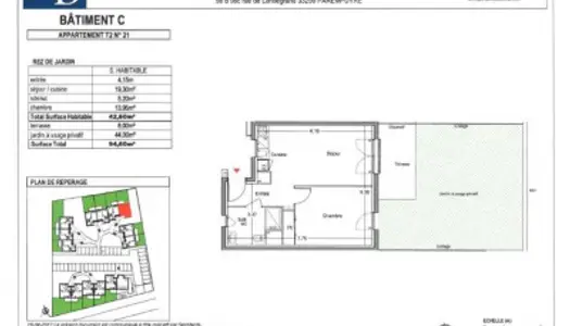Appartement 2 pièces 43 m² 