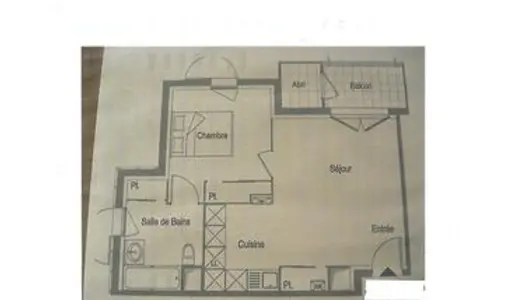 Appartement T2 : 40,55m2 + balcon