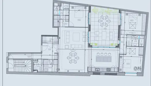 Appartement 4 pièces de plain-pied 140 m2 avec patio 30 m² 