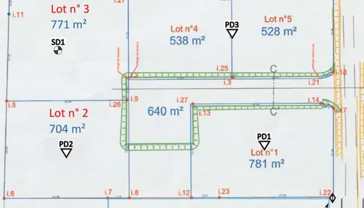 Terrain 771 m2 viabilisé 
