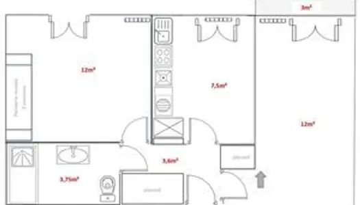 Appartement 2 pièces - 38 m² - 1er étage