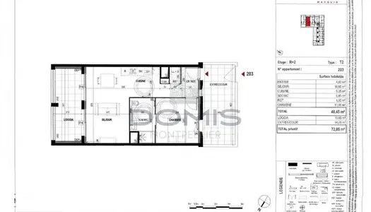 Appartement en résidence 2 pièces 46 m² 